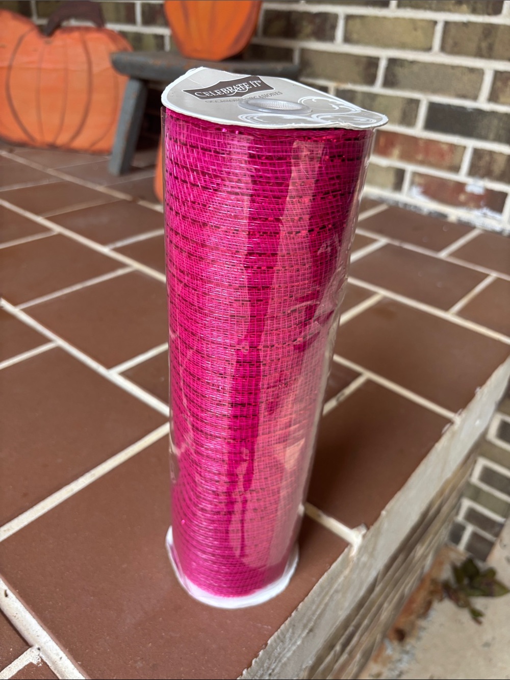 Mesh ribbon decoration never opened hot pink